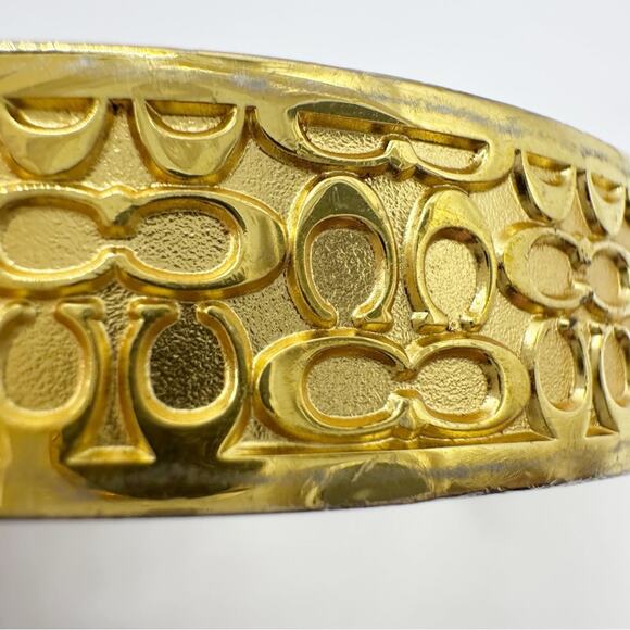 Coach Designer Gold Monogram C’s Bangle Bracelet Minimalist Quiet Luxury C - Picture 4 of 12